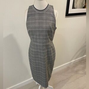 Banana Republic Plaid Stretch Racer Neck Sheath Dress size 12